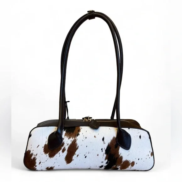 NWT House of Harlow 1960 brown cow print (genuine calf hair) handbag - Picture 1 of 9